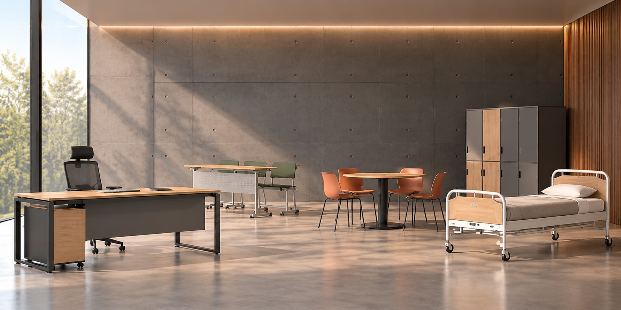 Architectural interior furnished with Steadkraft pieces